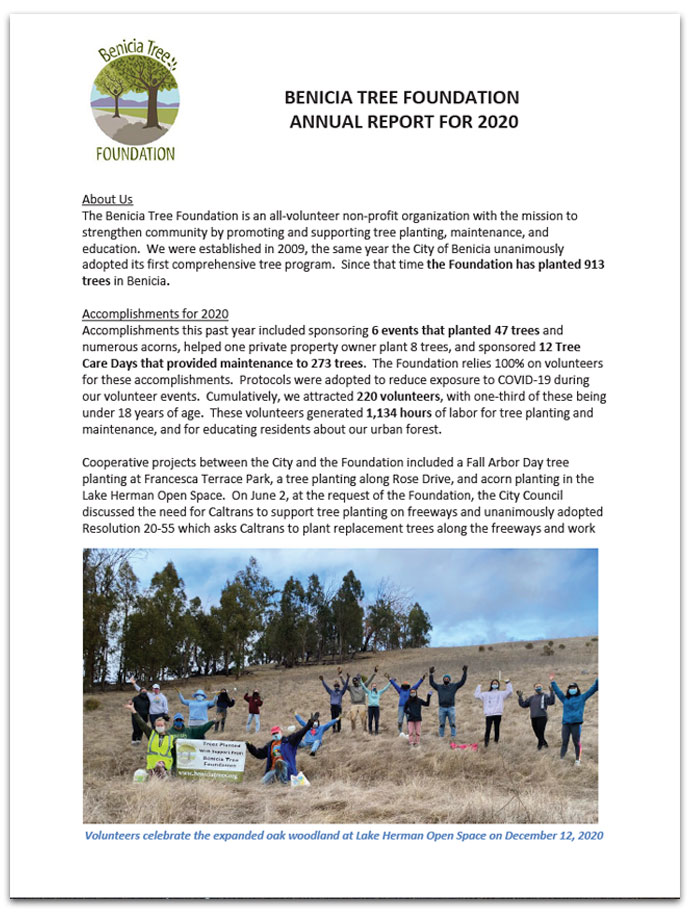 Benicia Tree Foundation Releases Annual Report for 2020 – Benicia Tree ...