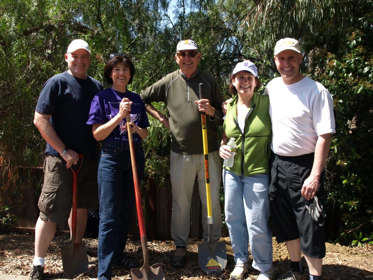 Steve Goetz, Mayor Elizabeth Patterson, Ed Brennan, Pamela Blakey, and Doug Hart at the Blakey-Hart Tree Planting